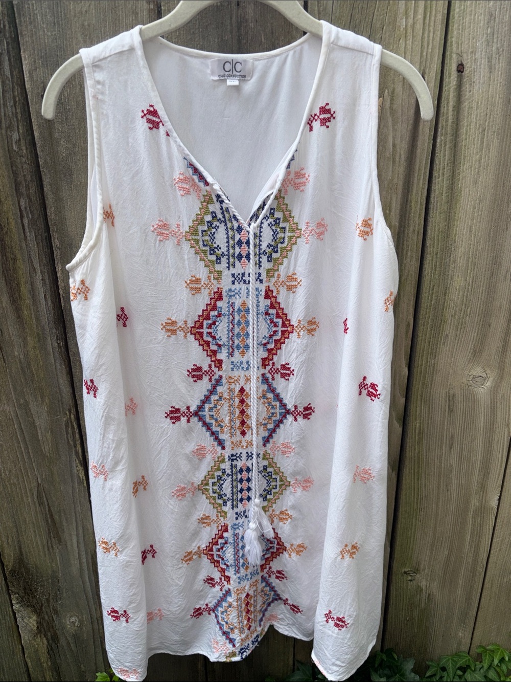 C/C Chic Connection Boho Embroidered Tunic Shift Dress Beach Coastal Women’s  XL